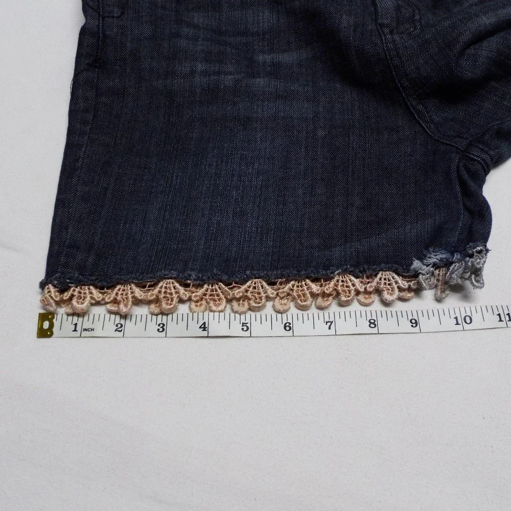 Institute Liberal lace bottom‎ raw hem denim shorts 14